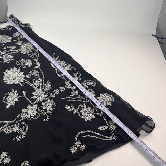 Adrianna Papell Y2K Silk Embroidered Floral Beaded Maxi Dress 10 Whimsigoth - Picture 9 of 16